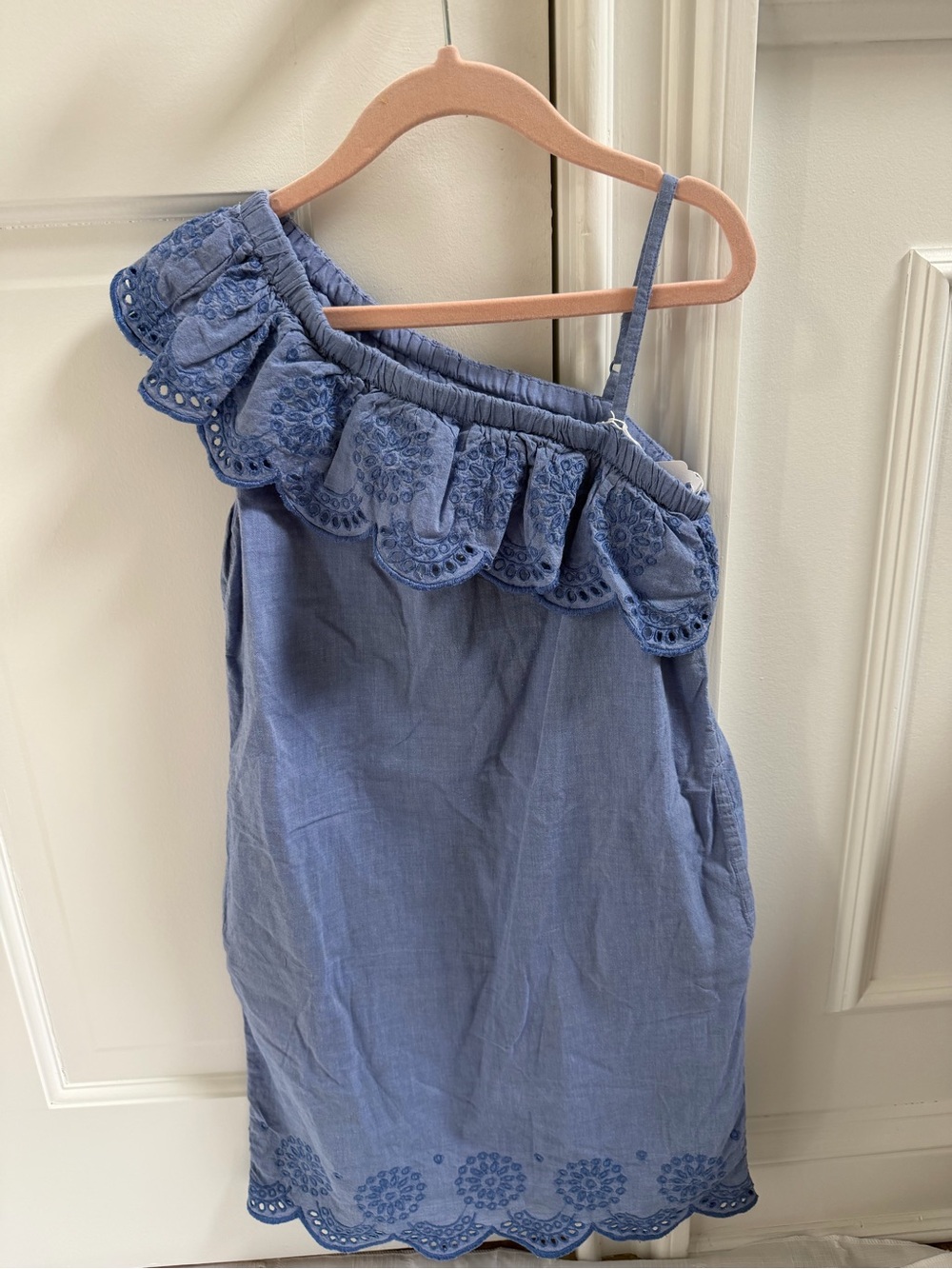 Vineyard Vines Girls One-Shoulder Eyelet Dress - Blue